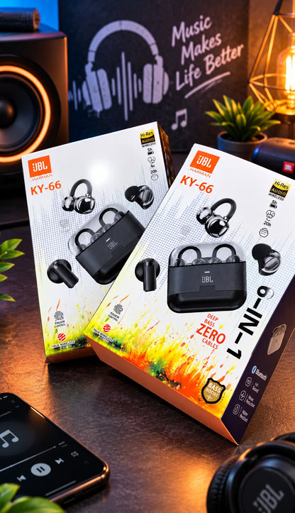 🔥 6-in-1 Wireless JBL Earbuds with Charging Case – Premium Sound & Long Battery Life