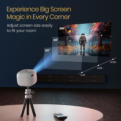 Pico 14 Rechargeables DLP Mini Projector| 720p Full HD | 1600 Lumens | Upto 100" Display | Auto Keystone & Focus | Wi-Fi/Bluetooth