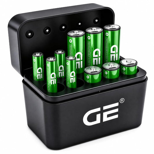 🅶🅴 Rechargeable AA & AAA 1.5V Lithium Battery Combo Pack, USB-C/Type-C & Wireless Fast Charging, 2500mWh AA / 600mWh AAA, Pack of 8, Up to 1500 Recharge Cycles
