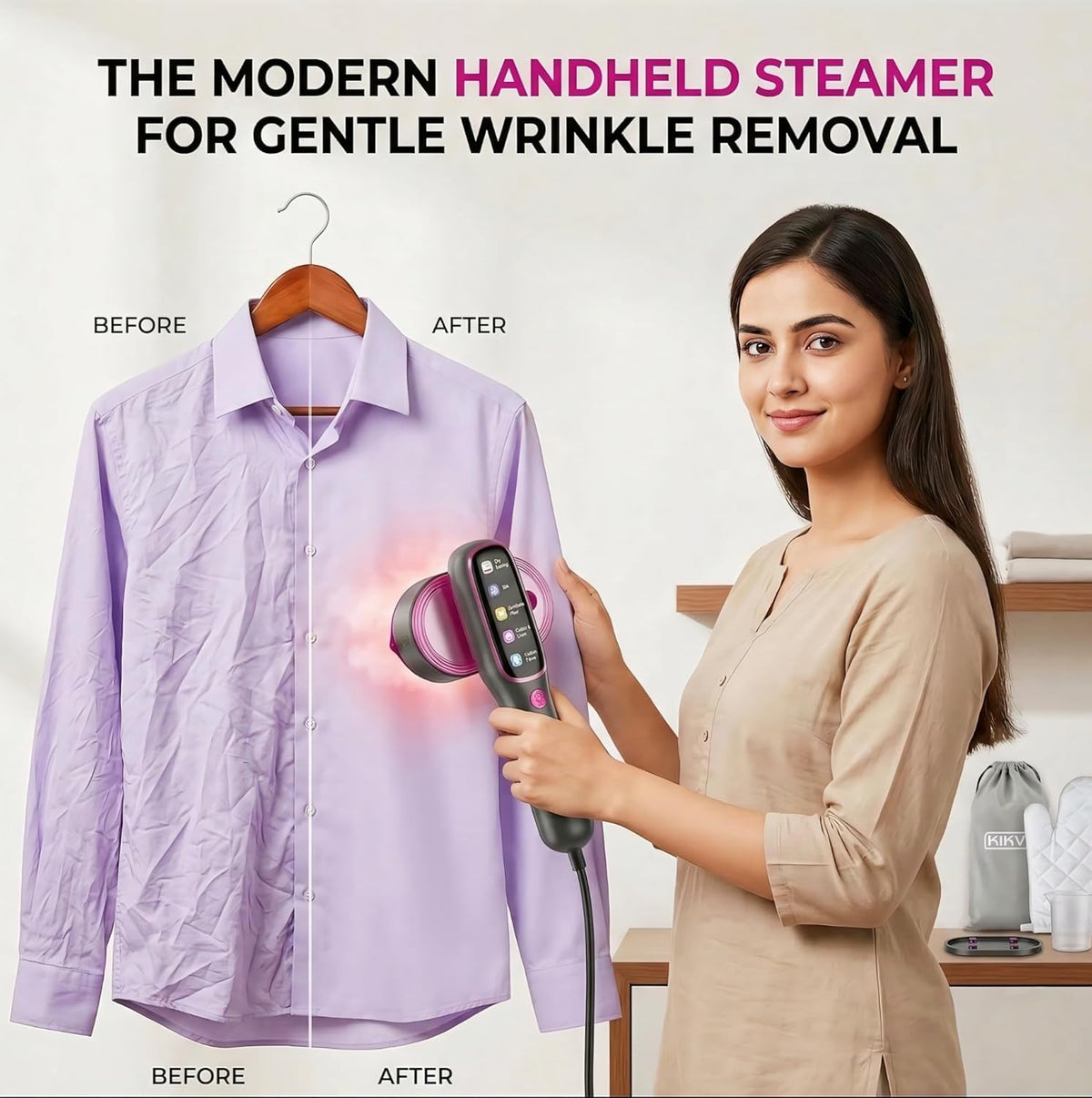 Iron for clothes, Steamer for Clothes & Iron 2in1,Steam Iron for Travel Ironing foldable steamer cloth dryer,portable handheld garment drying,1205W Travel Steam Iron,5 Modes LCD,180ml for 20 Min Steam