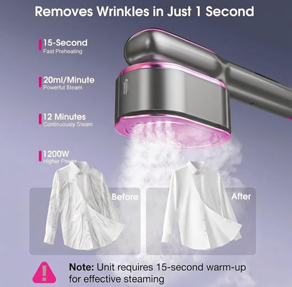 Iron for clothes, Steamer for Clothes & Iron 2in1,Steam Iron for Travel Ironing foldable steamer cloth dryer,portable handheld garment drying,1205W Travel Steam Iron,5 Modes LCD,180ml for 20 Min Steam