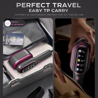 Iron for clothes, Steamer for Clothes & Iron 2in1,Steam Iron for Travel Ironing foldable steamer cloth dryer,portable handheld garment drying,1205W Travel Steam Iron,5 Modes LCD,180ml for 20 Min Steam