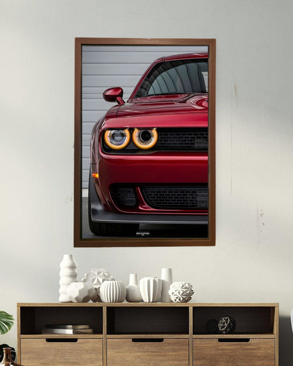 Dodge Challenger NEON Poster (yellow LED) - Essentials Series